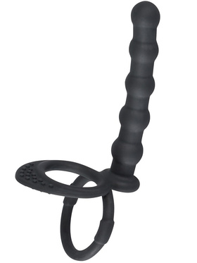 Black Velvets: Cock & Ball Ring with Anal Beads 