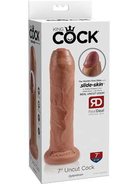 King Cock: Uncut Cock Dildo, 21 cm, lightbrown