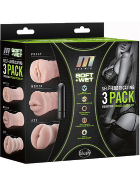 Blush: M for Men, Vibrating Stroker Sleeve Kit, 3-pack 