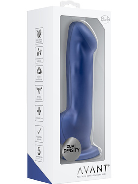 Blush: Avant D8, Platintum Cured Silicone Dildo, blue