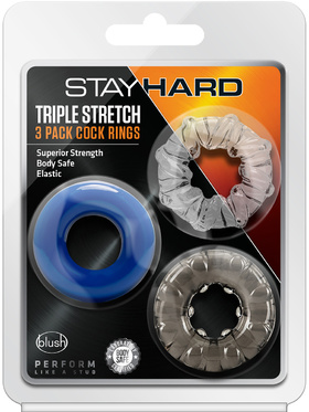 Stay Hard: Triple Stretch, 3 Pack Cock Rings 