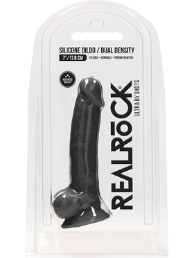 RealRock Ultra: Silicone Dildo / Dual Density, 18 cm, black