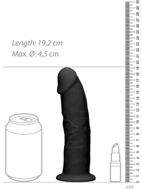 RealRock Ultra: Silicone Dildo / Dual Density, 19 cm, black