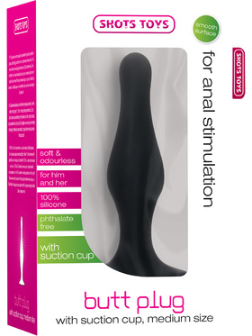 Shots Toys: Butt Plug with Suction Cup, medium, black