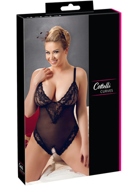 Cottelli Curves Collection: Crotchless Body, black