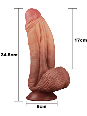 LoveToy: Dual-Layered Silicone Cock, 25 cm, dark 