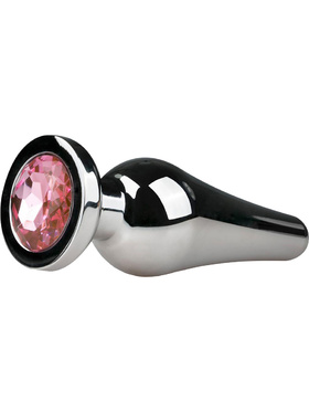 EasyToys: Metal Butt Plug No. 11 with Crystal, medium, silver/pink