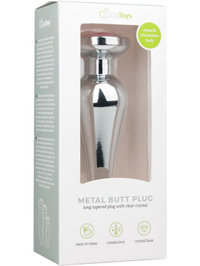 EasyToys: Metal Butt Plug No. 11 with Crystal, medium, silver/pink