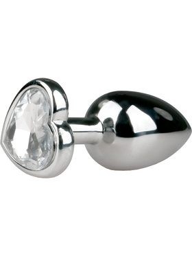 EasyToys: Metal Butt Plug No. 2 with Heart, small, silver/clear