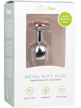 EasyToys: Metal Butt Plug No. 1 with Crystal, small, silver/pink