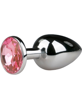 EasyToys: Metal Butt Plug No. 1 with Crystal, small, silver/pink