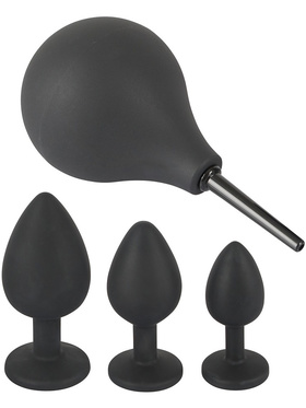 Black Velvets: Anal Kit, Douche + 3 Jewel Butt Plugs