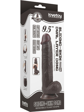 LoveToy: Sliding-Skin Dildo, 24 cm, dark