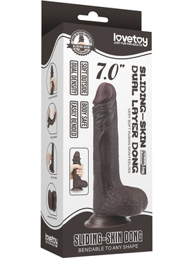 LoveToy: Sliding-Skin Dildo, 17.5 cm, dark