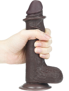 LoveToy: Sliding-Skin Dildo, 17.5 cm, dark