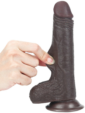 LoveToy: Sliding-Skin Dildo, 17.5 cm, dark