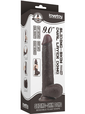 LoveToy: Sliding-Skin Dildo, 23 cm, dark