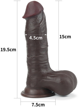 LoveToy: Sliding-Skin Dildo, 19.5 cm, dark