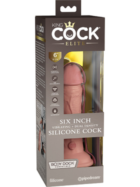 King Cock Elite: Dual Density Silicone Vibrating Cock, 18 cm, light 