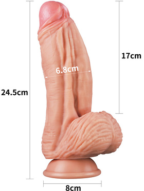 LoveToy: Dual-Layered Silicone Cock, 25 cm, light