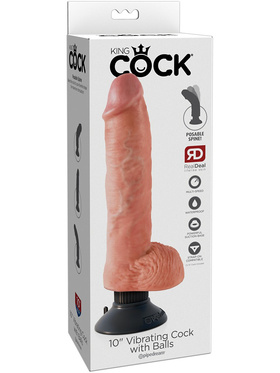 King Cock: Vibrating Cock with Balls, 25 cm, light