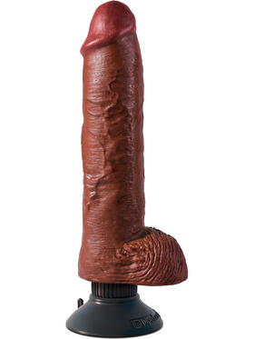 King Cock: Vibrating Cock with Balls, 25 cm, dark