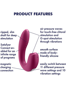 Satisfyer Connect: Sunray, Air Pulse Stimulator + Vibration, berry