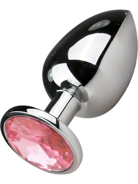 EasyToys: Metal Butt Plug No. 6 with Crystal, large, silver/pink