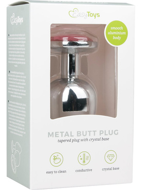 EasyToys: Metal Butt Plug No. 6 with Crystal, large, silver/pink