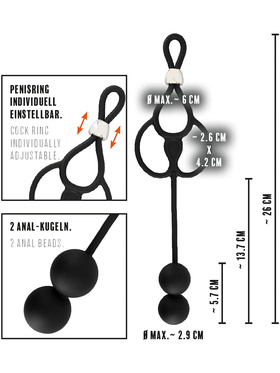 Rebel: Triple Ball/Cock Ring with Anal Beads