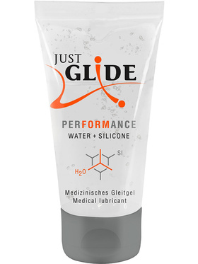 Just Glide: Performance, Water- och Silicone-based Lubricant, 50 ml