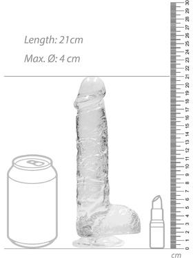 RealRock: Crystal Clear Realistic Dildo, 19 cm