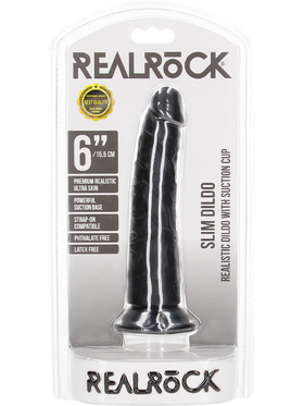 RealRock: Slim Realistic Dildo, 15,5 cm, black