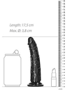 RealRock: Slim Realistic Dildo, 15,5 cm, black