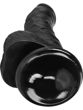 RealRock: Curved Realistic Dildo with Balls, 18 cm, black