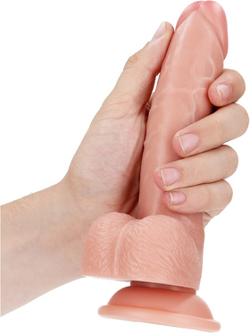 RealRock: Curved Realistic Dildo with Balls, 18 cm, ljus