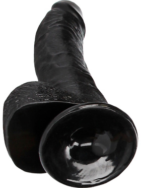 RealRock: Curved Realistic Dildo with Balls, 20.5 cm, black