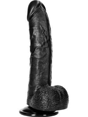 RealRock: Curved Realistic Dildo with Balls, 20.5 cm, black