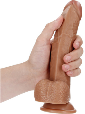 RealRock: Curved Realistic Dildo with Balls, 20.5 cm, lightbrown