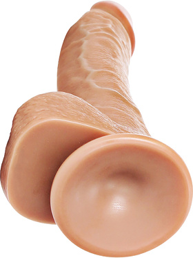 RealRock: Curved Realistic Dildo with Balls, 20.5 cm, lightbrown