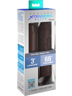 Fantasy X-Tensions Elite: +7,6 cm Silicone X-Tension with Strap, dark