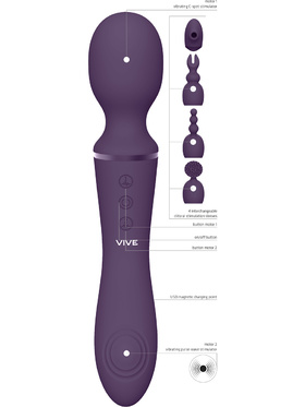 Vive: Nami, Pulse-Wave Wand Vibrator with Clitoral Sleeves, purple