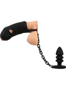 Black Velvets: Cock Cage with Butt Plug