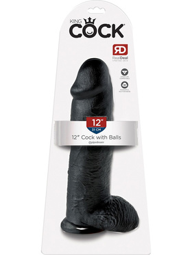 King Cock: Realistic Dildo with Balls, 31 cm, black