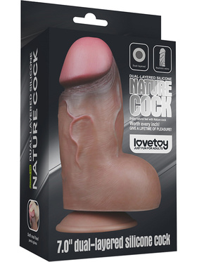 LoveToy: Dual-Layered Silicone Cock, 18 cm, dark