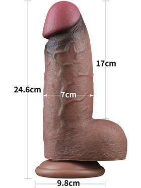 LoveToy: Dual-Layered Silicone XXL Cock, 25 cm, dark