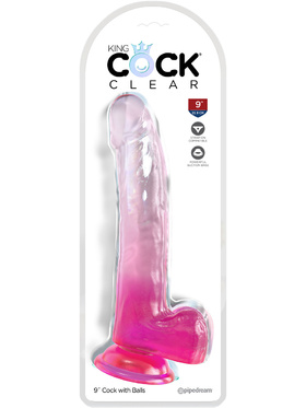 King Cock Clear: Dildo with Balls, 25 cm, pink