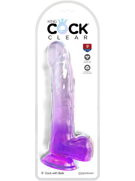 King Cock Clear: Dildo with Balls, 25 cm, purple