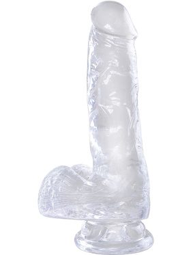 King Cock Clear: Dildo with Balls, 18 cm, transparent