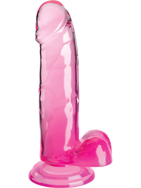 King Cock Clear: Dildo with Balls, 20 cm, pink